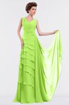 ColsBM Tessa Bright Green Romantic Sleeveless Zip up Chiffon Floor Length Tiered Bridesmaid Dresses