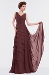 ColsBM Tessa Burgundy Romantic Sleeveless Zip up Chiffon Floor Length Tiered Bridesmaid Dresses