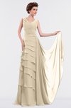 ColsBM Tessa Champagne Romantic Sleeveless Zip up Chiffon Floor Length Tiered Bridesmaid Dresses