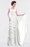 ColsBM Tessa Cloud White Romantic Sleeveless Zip up Chiffon Floor Length Tiered Bridesmaid Dresses