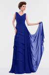 ColsBM Tessa Electric Blue Romantic Sleeveless Zip up Chiffon Floor Length Tiered Bridesmaid Dresses
