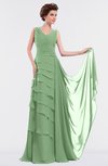 ColsBM Tessa Fair Green Romantic Sleeveless Zip up Chiffon Floor Length Tiered Bridesmaid Dresses