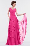 ColsBM Tessa Fandango Pink Romantic Sleeveless Zip up Chiffon Floor Length Tiered Bridesmaid Dresses