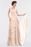 ColsBM Tessa Fresh Salmon Romantic Sleeveless Zip up Chiffon Floor Length Tiered Bridesmaid Dresses