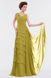 ColsBM Tessa Golden Olive Romantic Sleeveless Zip up Chiffon Floor Length Tiered Bridesmaid Dresses