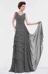ColsBM Tessa Grey Romantic Sleeveless Zip up Chiffon Floor Length Tiered Bridesmaid Dresses