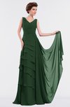 ColsBM Tessa Hunter Green Romantic Sleeveless Zip up Chiffon Floor Length Tiered Bridesmaid Dresses