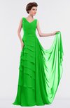 ColsBM Tessa Jasmine Green Romantic Sleeveless Zip up Chiffon Floor Length Tiered Bridesmaid Dresses