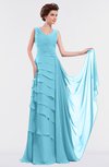 ColsBM Tessa Light Blue Romantic Sleeveless Zip up Chiffon Floor Length Tiered Bridesmaid Dresses