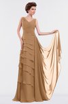ColsBM Tessa Light Brown Romantic Sleeveless Zip up Chiffon Floor Length Tiered Bridesmaid Dresses