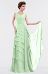 ColsBM Tessa Light Green Romantic Sleeveless Zip up Chiffon Floor Length Tiered Bridesmaid Dresses