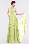 ColsBM Tessa Lime Green Romantic Sleeveless Zip up Chiffon Floor Length Tiered Bridesmaid Dresses
