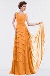 ColsBM Tessa Orange Romantic Sleeveless Zip up Chiffon Floor Length Tiered Bridesmaid Dresses