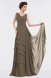 ColsBM Tessa Otter Romantic Sleeveless Zip up Chiffon Floor Length Tiered Bridesmaid Dresses