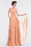 ColsBM Tessa Salmon Romantic Sleeveless Zip up Chiffon Floor Length Tiered Bridesmaid Dresses