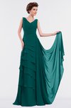 ColsBM Tessa Shaded Spruce Romantic Sleeveless Zip up Chiffon Floor Length Tiered Bridesmaid Dresses
