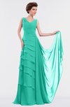 ColsBM Tessa Viridian Green Romantic Sleeveless Zip up Chiffon Floor Length Tiered Bridesmaid Dresses