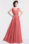ColsBM Cordelia Coral Vintage A-line Sleeveless Chiffon Floor Length Pleated Bridesmaid Dresses