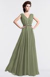 ColsBM Cordelia Moss Green Vintage A-line Sleeveless Chiffon Floor Length Pleated Bridesmaid Dresses