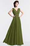 ColsBM Cordelia Olive Green Vintage A-line Sleeveless Chiffon Floor Length Pleated Bridesmaid Dresses