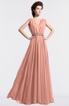 ColsBM Cordelia Peach Vintage A-line Sleeveless Chiffon Floor Length Pleated Bridesmaid Dresses