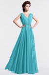 ColsBM Cordelia Turquoise Vintage A-line Sleeveless Chiffon Floor Length Pleated Bridesmaid Dresses