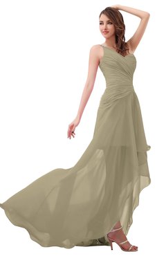 ColsBM Paige Candied Ginger Romantic One Shoulder Sleeveless Brush Train Ruching Bridesmaid Dresses