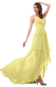 ColsBM Paige Daffodil Romantic One Shoulder Sleeveless Brush Train Ruching Bridesmaid Dresses