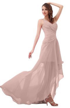 ColsBM Paige Dusty Rose Romantic One Shoulder Sleeveless Brush Train Ruching Bridesmaid Dresses