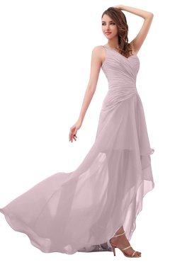 ColsBM Paige Pale Lilac Romantic One Shoulder Sleeveless Brush Train Ruching Bridesmaid Dresses