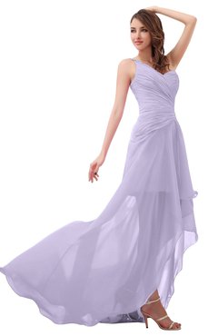 ColsBM Paige Pastel Lilac Romantic One Shoulder Sleeveless Brush Train Ruching Bridesmaid Dresses