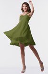 ColsBM Estelle Olive Green Modest A-line One Shoulder Criss-cross Straps Short Ruching Bridesmaid Dresses