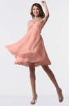 ColsBM Estelle Peach Modest A-line One Shoulder Criss-cross Straps Short Ruching Bridesmaid Dresses