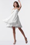 ColsBM Estelle White Modest A-line One Shoulder Criss-cross Straps Short Ruching Bridesmaid Dresses