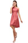 ColsBM Amber Coral Cute A-line One Shoulder Sleeveless Chiffon Bridesmaid Dresses