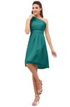 ColsBM Amber Emerald Green Cute A-line One Shoulder Sleeveless Chiffon Bridesmaid Dresses
