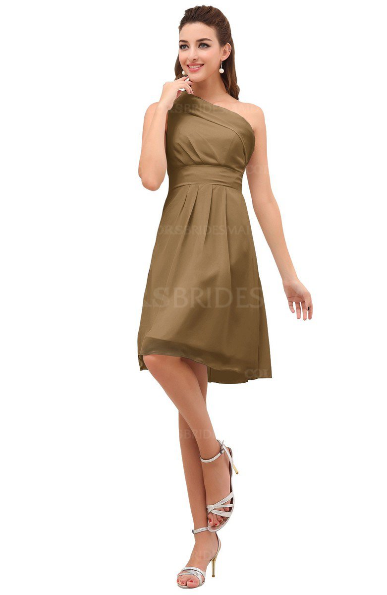 tan chiffon dress