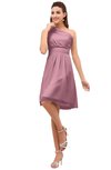 ColsBM Amber Light Coral Cute A-line One Shoulder Sleeveless Chiffon Bridesmaid Dresses