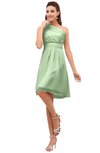 ColsBM Amber Pale Green Cute A-line One Shoulder Sleeveless Chiffon Bridesmaid Dresses