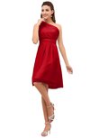 ColsBM Amber Red Cute A-line One Shoulder Sleeveless Chiffon Bridesmaid Dresses