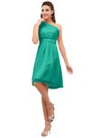 ColsBM Amber Viridian Green Cute A-line One Shoulder Sleeveless Chiffon Bridesmaid Dresses