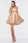 ColsBM Itzel Pale Peach Elegant A-line Sleeveless Zip up Short Flower Bridesmaid Dresses