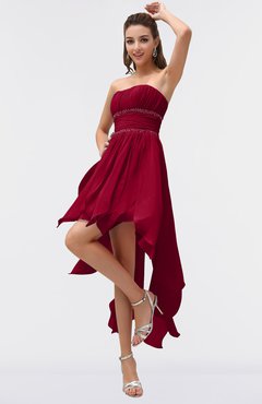 ColsBM Maria Maroon Romantic A-line Strapless Zip up Ruching Bridesmaid Dresses
