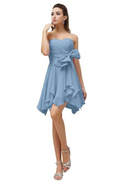 ColsBM Rosalie Dusty Blue Princess A-line Backless Chiffon Short Party Dresses