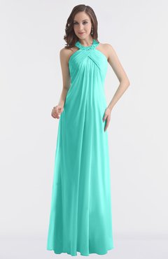 ColsBM Maeve Blue Turquoise Classic A-line Halter Backless Floor Length Bridesmaid Dresses