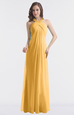 ColsBM Maeve Golden Cream Classic A-line Halter Backless Floor Length Bridesmaid Dresses