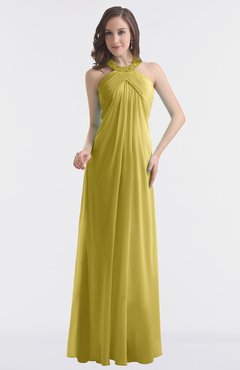ColsBM Maeve Golden Olive Classic A-line Halter Backless Floor Length Bridesmaid Dresses
