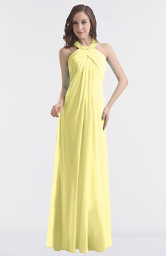 ColsBM Maeve Pastel Yellow Classic A-line Halter Backless Floor Length Bridesmaid Dresses