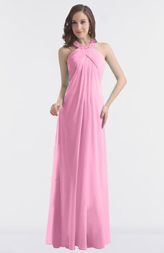 ColsBM Maeve Pink Classic A-line Halter Backless Floor Length Bridesmaid Dresses