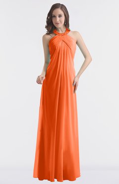 ColsBM Maeve Tangerine Classic A-line Halter Backless Floor Length Bridesmaid Dresses